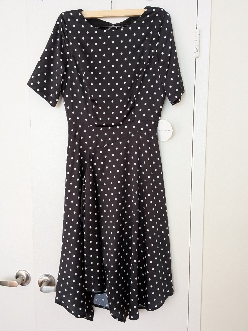Little Mistress Polka Dot Midi Dress Black White NWT Size 8